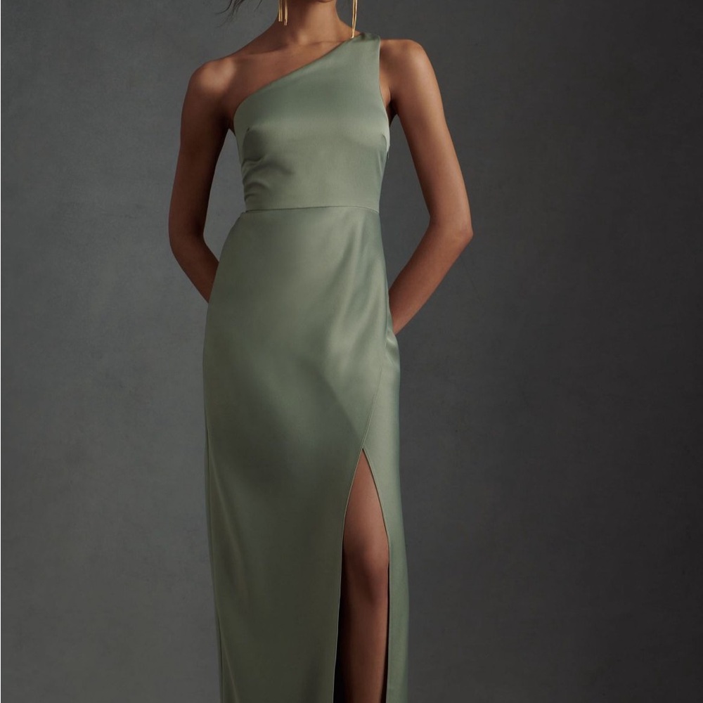 BHLDN Dylan One Shoulder Dress - Moss